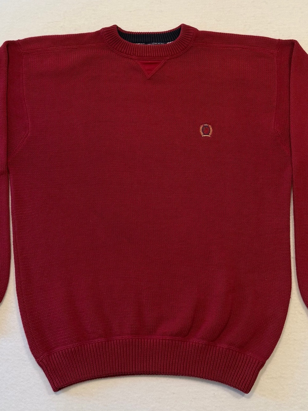 VTG Tommy Hilfiger Men’s Crewneck Pullover Logo Sweater Large Red 100% Cotton